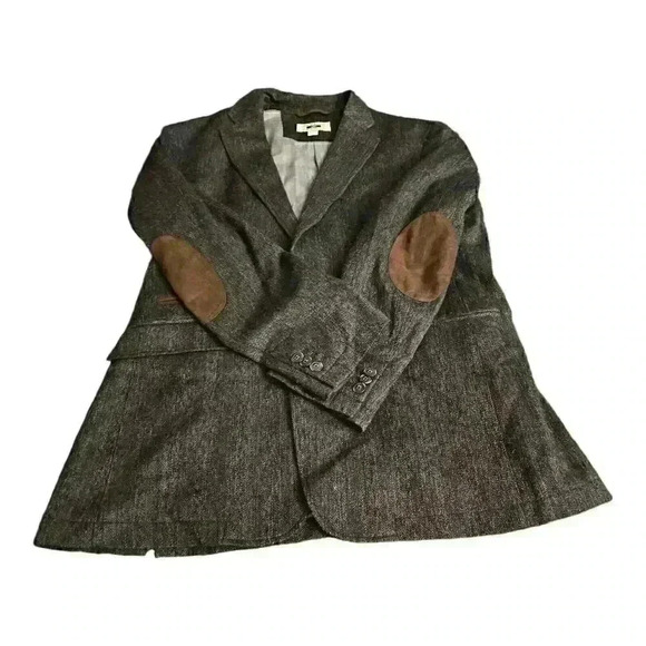 Joseph Abboud Blazer Jacket Men L Gray Two Button Elbow Patch Wool Classic Fit - Picture 1 of 5